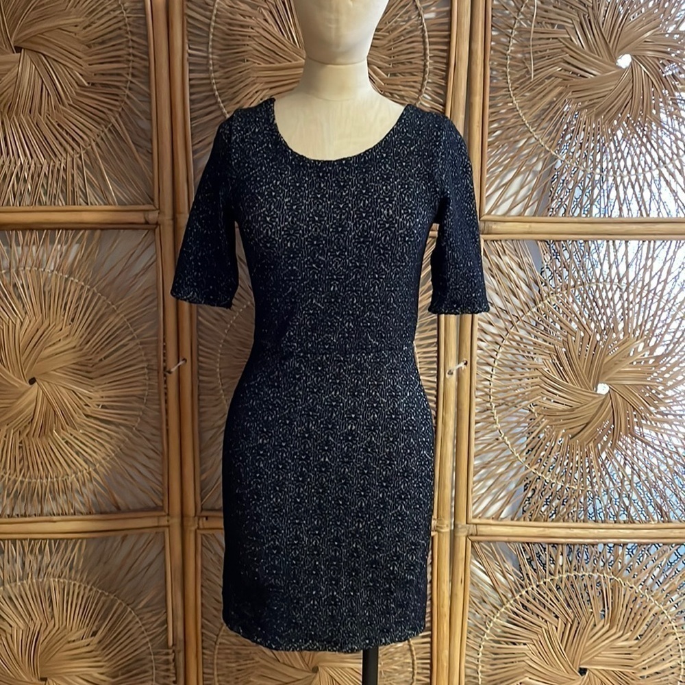 Free People Dress Lady Pucker Black Small Textured Short Sleeve Scoop Back